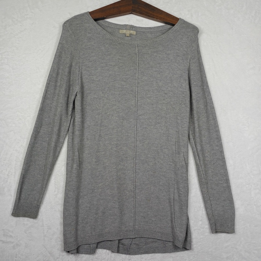 Joan Vass‎ Studio Womens  Long Sleeve Boat Neck Back Zip Cashmere Blend Sweater